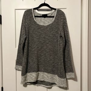 Women’s AB Studio Gray/Black/White Long Sleeve Sweater Lightweight Sz. Large LG